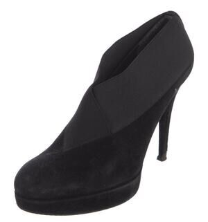 Stuart Weitzman Black Suede Stretch Shoe Boot Bootie Stiletto Heel Pumps Size 8